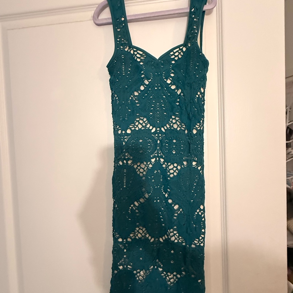 Free People Teal Lace Midi Dress